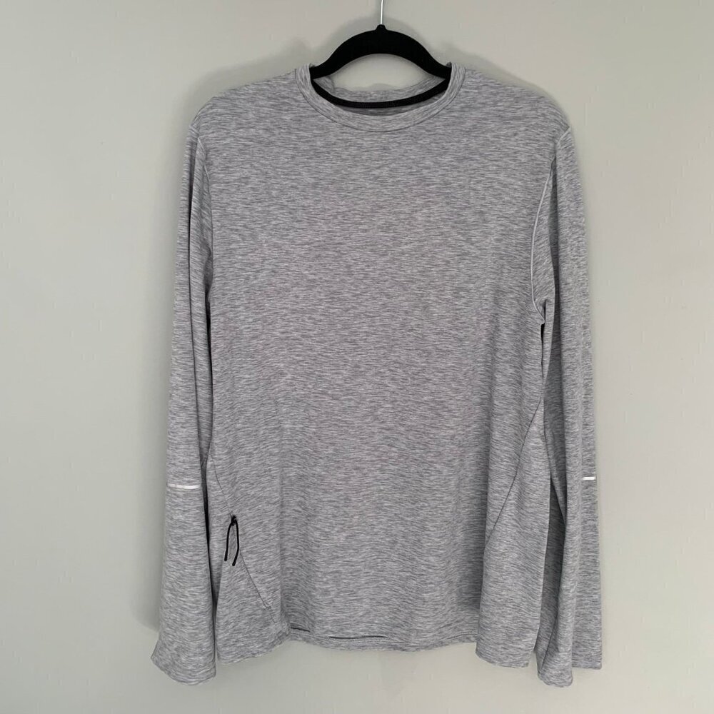 VRST Mens Medium Grey Space Dye Long Sleeve Performance Training Top Pocket